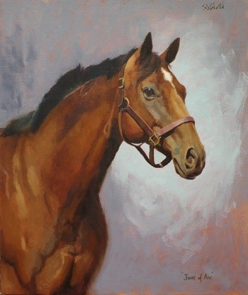 Commissioned oil painting of a horse named Joan of Arc.